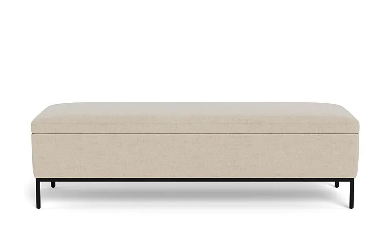 Miller Storage Bench - Oatmeal Heathered Weave - Matte Black Miller Bench Leg - 48x20"