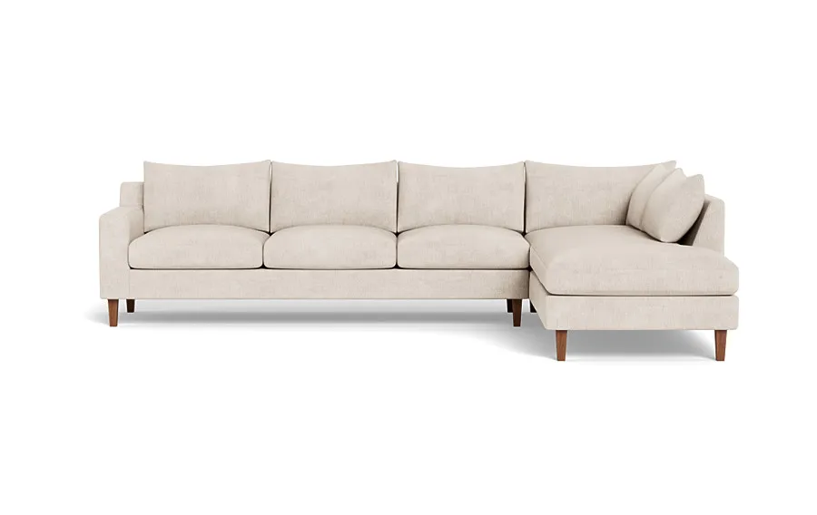Sloan 4-Seat  Bumper Sectional, long bumper chaise, down alternative