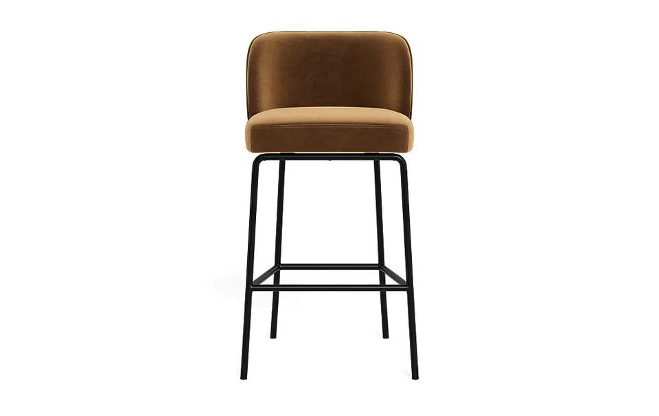 Graham Metal Framed Upholstered Bar Stool with Contrast Piping