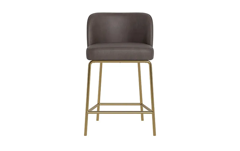 Graham Leather Metal Framed Upholstered Counter Stool