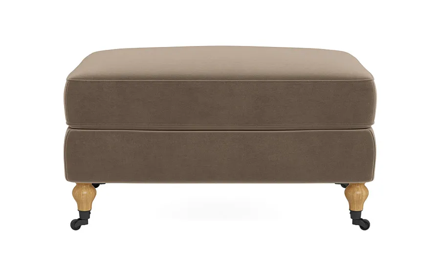 Alexander Rectangle Ottoman 44" x 24", Oak with Antique Caster Leg, Standard Fill