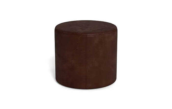 Colten Leather Round Stool Ottoman