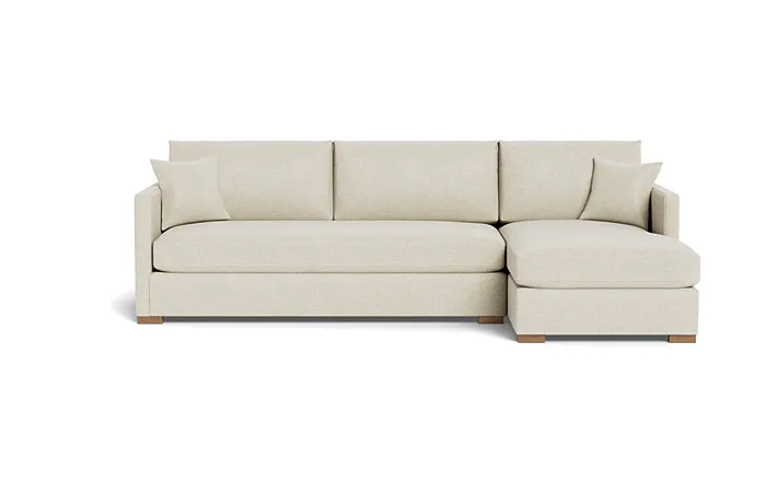 Scarlett Right Chaise Sectional | Bisque | Oak Leg | 94"x 36" | Standard Gel Plush