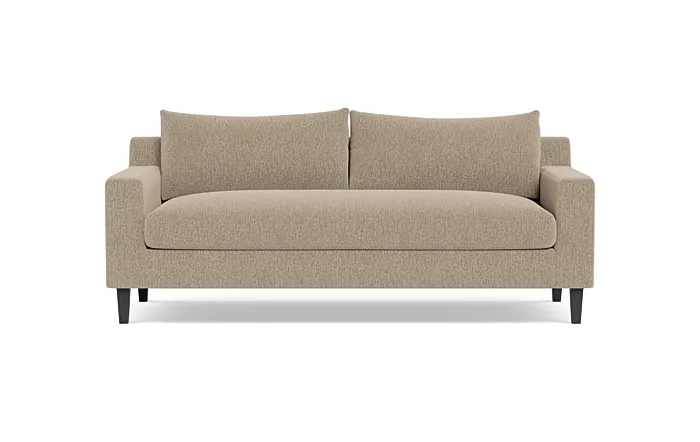 Sloan Fabric 2-Seat Sofa / Field Performance Antimicrobial Chenille / Black Painted Tapered Square Wood Legs / 83"W x 36"D / Bench Cushion / Standard Fill