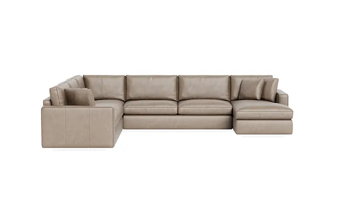 James Leather 4-Piece 5-Seat Corner Chaise Sectional Right