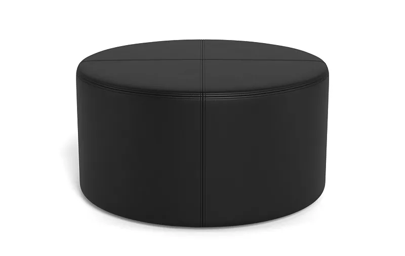 Colten Leather Round Coffee Table Ottoman