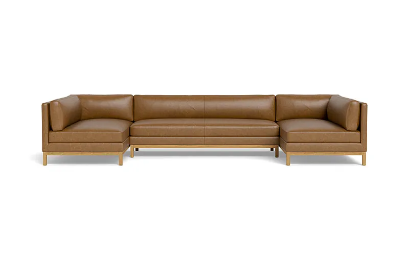 132" Jasper Leather U-Sectional