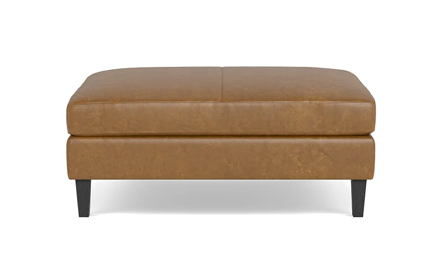 Sloan Leather Ottoman, Black Leg, Alternative Down Fill,
