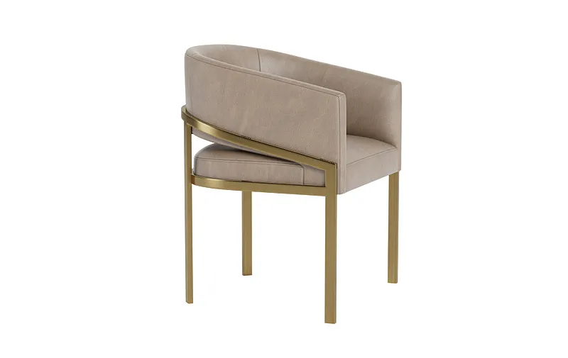 Mina Leather Metal Framed Upholstered Chair