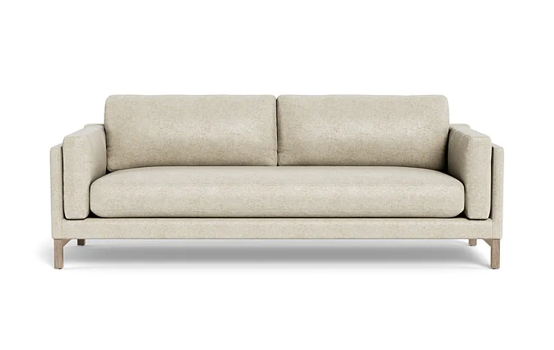 Gaby 2-Seat Sofa - 96"W x 40"D - Flax Performance Crosshatch - White Wash Oak Leg - Bench Cushion - Down Alternative Fill