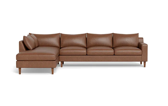 Sloan Leather 4-Seat  Bumper Sectional with down alternative