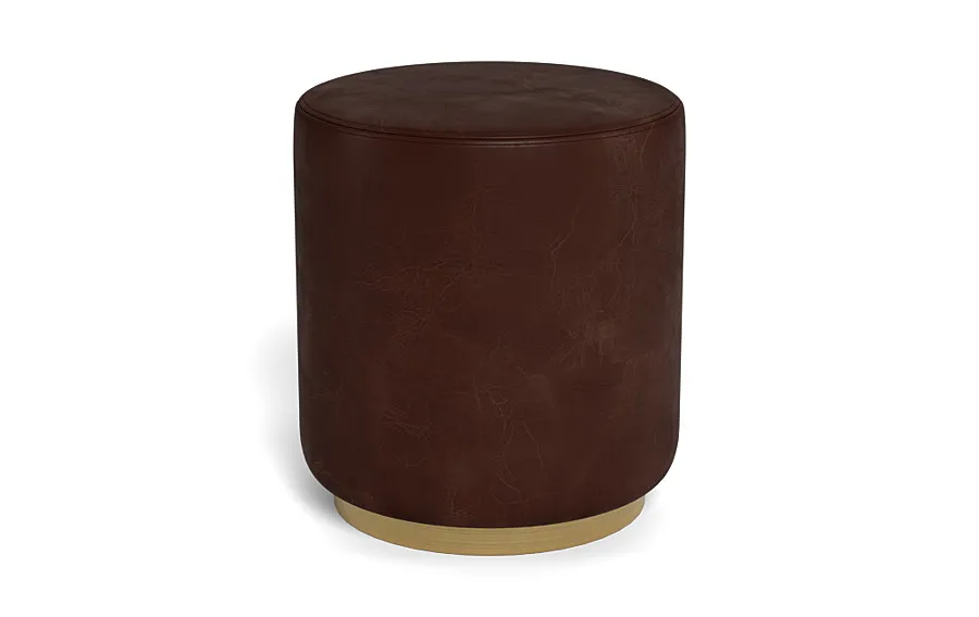 Fae Leather Small Round Ottoman