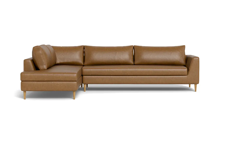 Asher Leather 3-Seat Sectional with Left Bumper