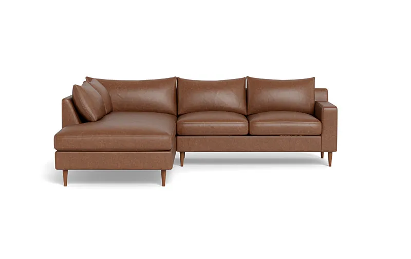 Sloan Leather 3-Seat Left Bumper Sectional