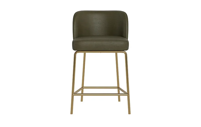 Graham Leather Metal Framed Upholstered Counter Stool