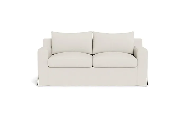 Sloan Slipcovered Loveseat, 71", Natural Oak Leg, Standard Depth, Down Alternative Fill