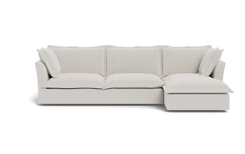 Skylar Right Chaise Sectional | 93"W x 37.25"D | 65" x 37" Chaise | Alabaster Performance Classic Chenille | 2 Cushions | Down Alternative Fill