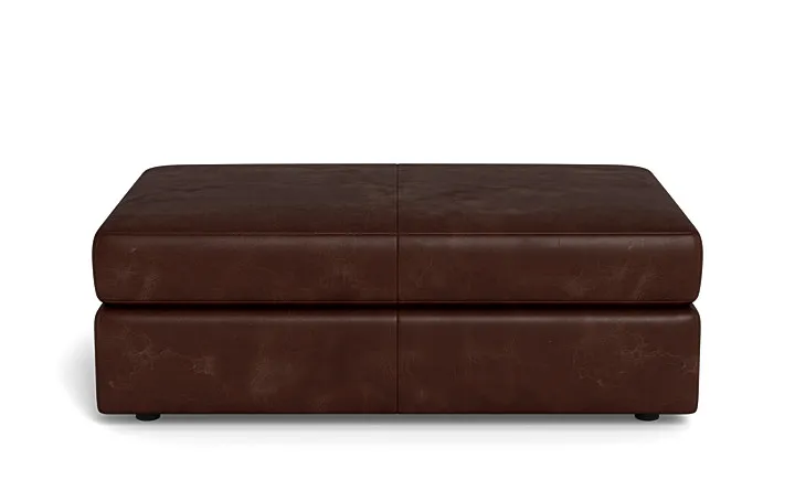 Lee Leather Rectangle Ottoman with Storage Option