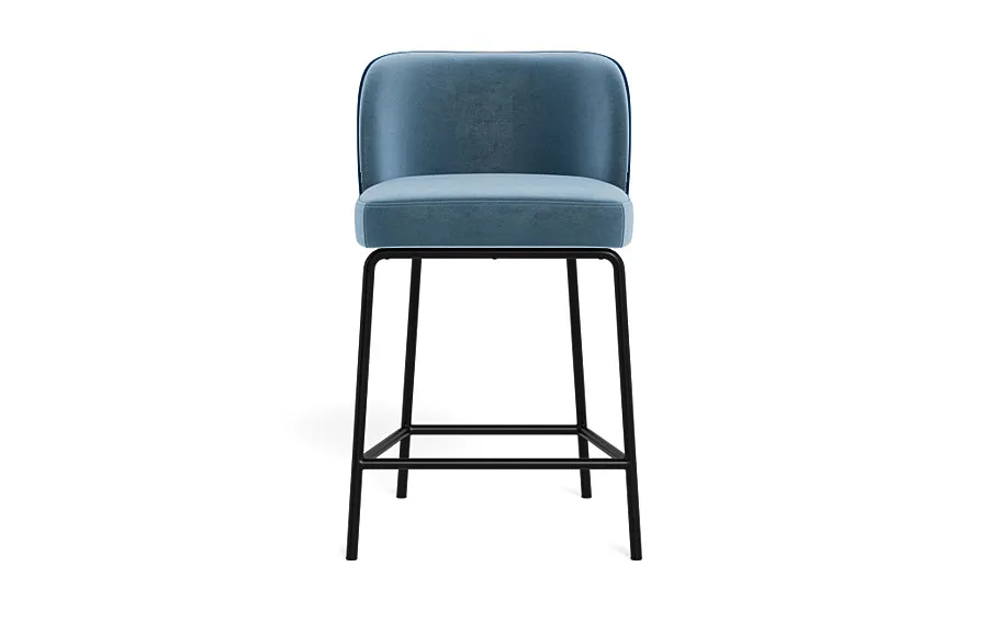 Graham Metal Framed Upholstered Counter Stool with Contrast Piping
