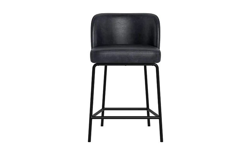 Graham Leather Metal Framed Upholstered Counter Stool