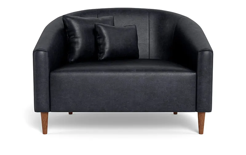 Tegan Leather Chair and a Half | Marine Blue | Walnut