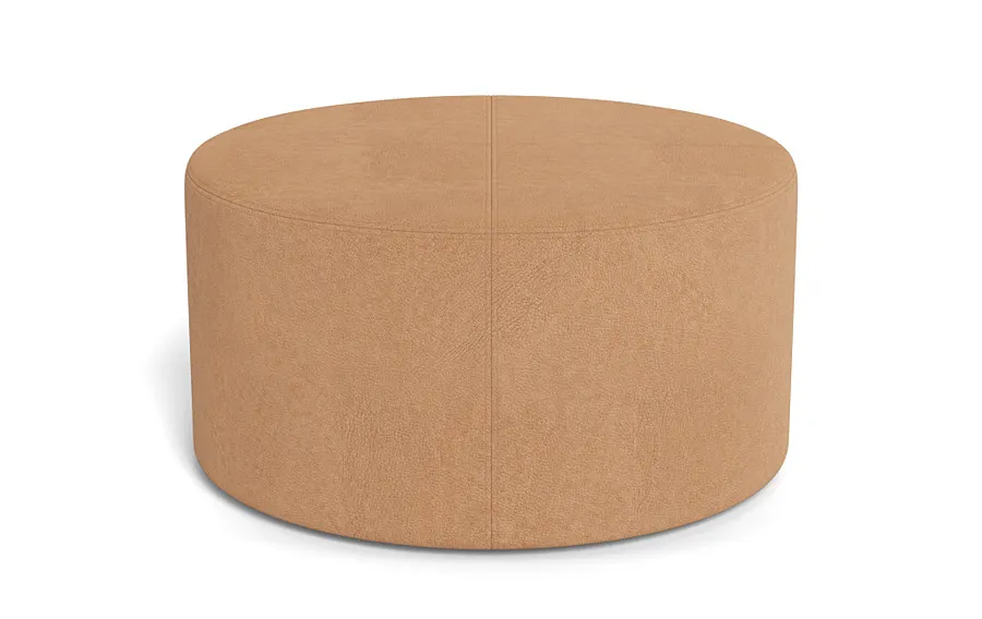Colten Leather Round Coffee Table Ottoman
