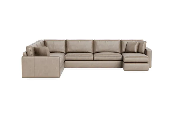 James Leather 4-Piece 5-Seat Corner Chaise Sectional Right with Storage