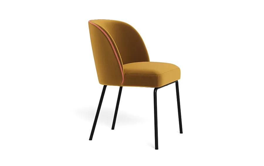Graham Metal Framed Upholstered Chair with Contrast Piping