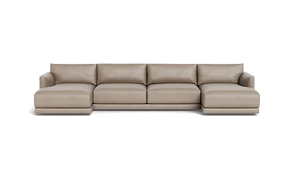 Lukas Leather 3-Piece 4-seat U-Chaise Sectional 