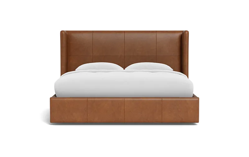 Graham Leather Upholstered Bed, 55" H headboard