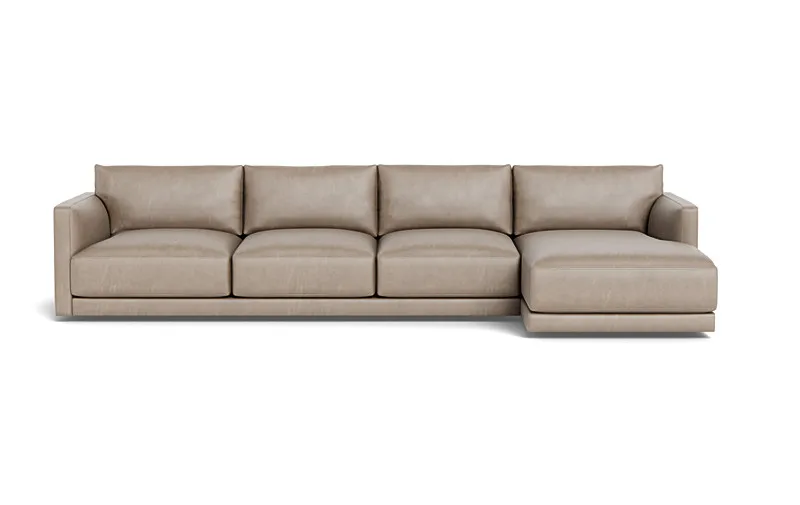 Lukas Leather 4-Seat Right Chaise Sectional
