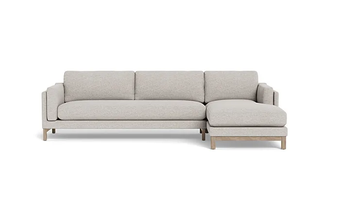 Gaby 3-Seat  Chaise Sectional 123", Extended Chaise Length, Standard Chaise Width, Oak Leg, Down Alternative Fill, Bench Cusion