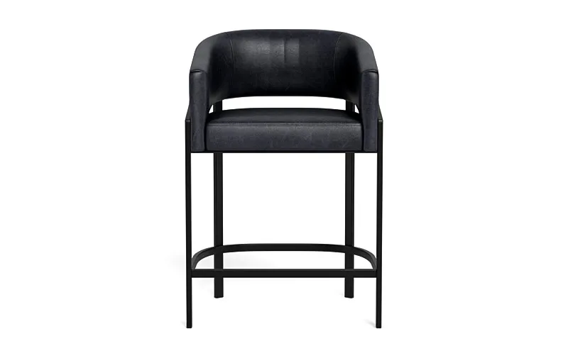 Mina Leather Metal Framed Upholstered Stool