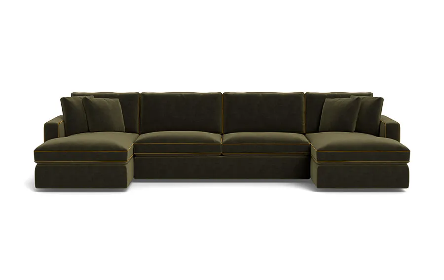 James 3-Piece 4-Seat U Chaise Sectional with Contrast Piping