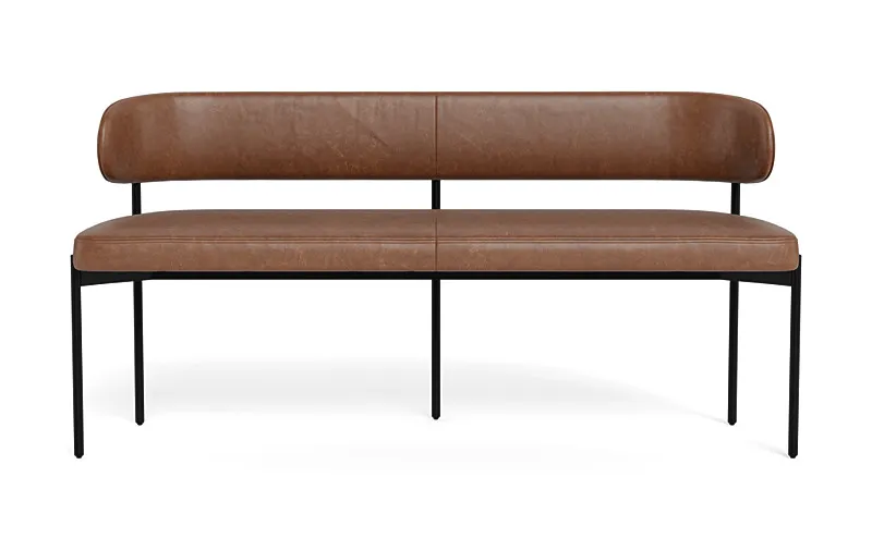 Hollis Leather Metal Framed Bench