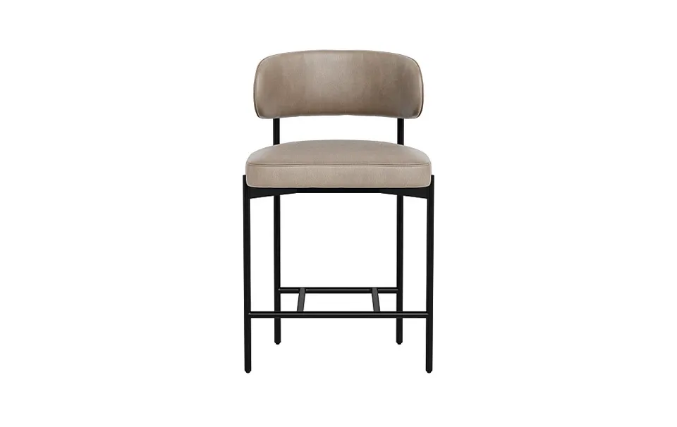 Hollis Leather Metal Framed Counter Stool with Black Legs