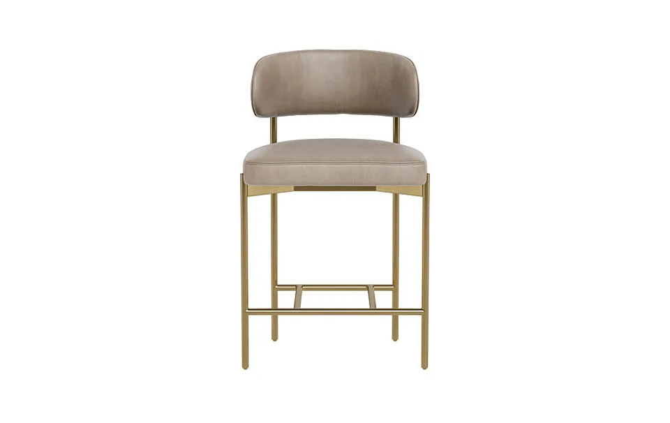 Hollis Leather Metal Framed Counter Stool with Brass Legs