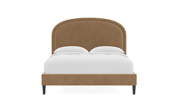 Anson Upholstered Bed, Queen, Natural Oak Tapered Square Leg, 55" High Headboard Height