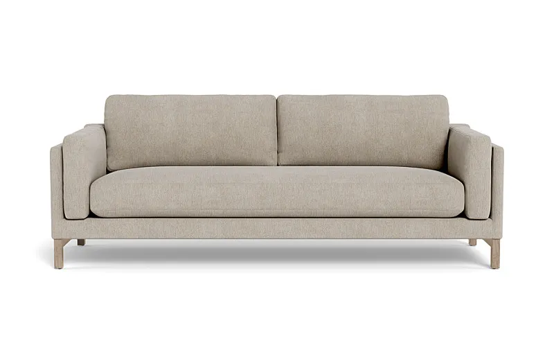 Gaby 2-Seat Sofa, 96"W x 36"D x 33"H, Standard Depth, Bench Cushion, White Wash Oak Leg, Down Alternative Fill