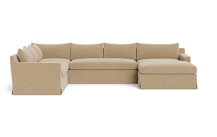 Sloan Slipcovered 4-Piece Corner Sectional Sofa with Right Chaise