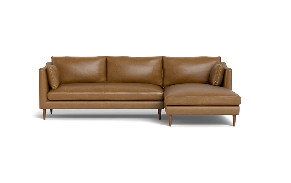Caitlin Leather Right Chaise Sectional by The Everygirl®