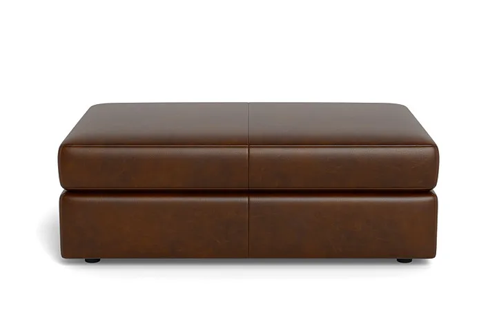 Lee Leather Rectangle Ottoman with Storage Option