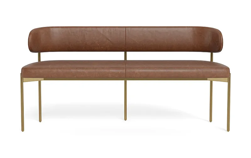 Hollis Leather Metal Framed Bench