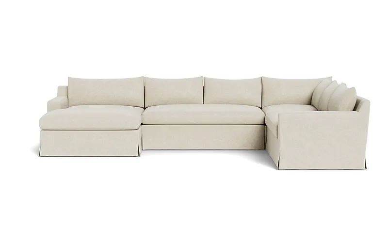 Sloan Slipcovered 4-Piece Corner Sectional Sofa with Left Chaise