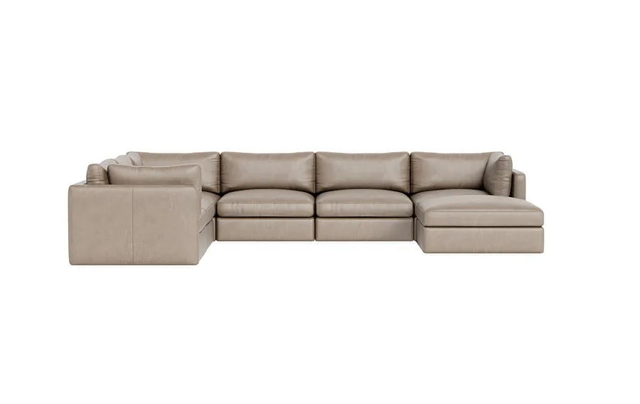 Tatum Leather Modular Corner Chaise Sectional 