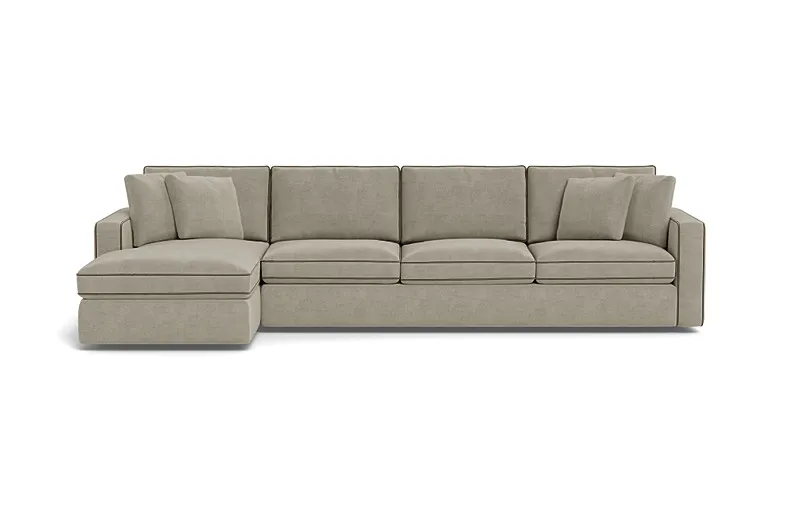 James 4-Seat  Chaise Sectional with Storage and Contrast Piping