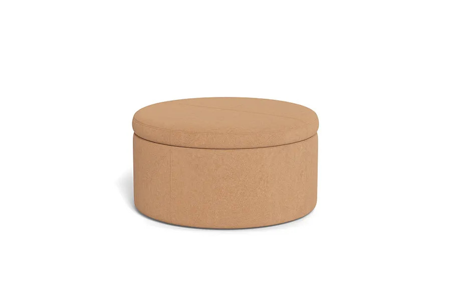 Colten Leather Round Storage Coffee Table Ottoman