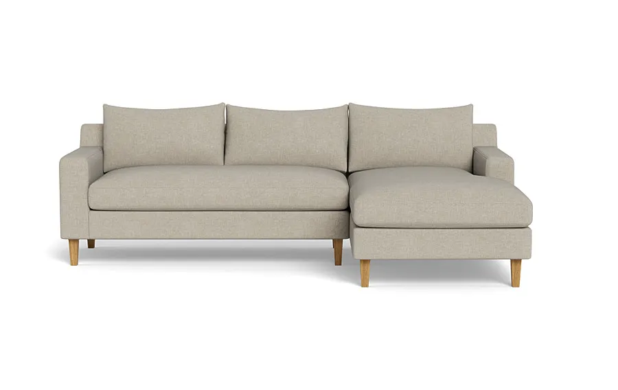 Sloan  Chaise Sectional 108" Standard Sectional, Standard Chaise Width, Bench Cushion, Down Alternative Fill, Square Oak Leg