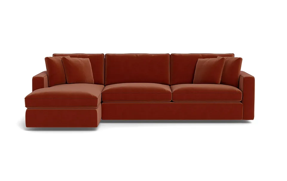 James 3-Seat Left Chaise Sectional with Contrast Piping