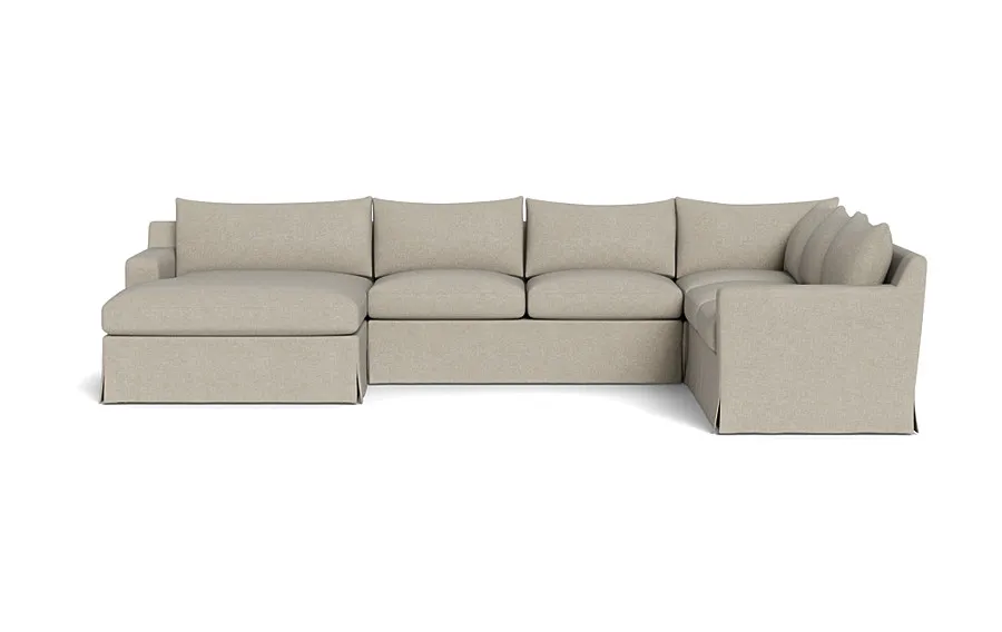 Sloan Slipcovered 4-Piece Corner Sectional Sofa with  Chaise